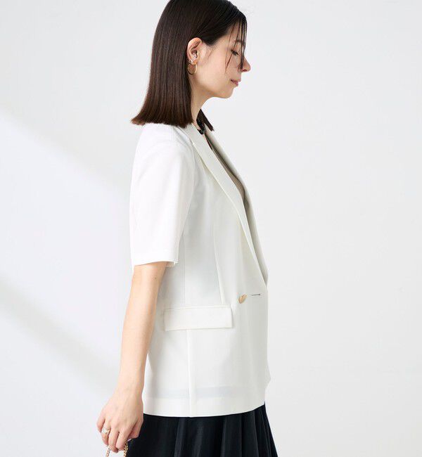 NOLLEY'S sophi「《セットアップ対応》ウォッシャブルドライツイルハーフスリーブジャケット」|テーラードジャケット|