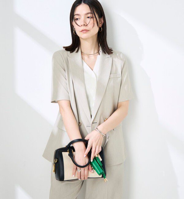 NOLLEY'S sophi「《セットアップ対応》ウォッシャブルドライツイルハーフスリーブジャケット」|テーラードジャケット|ベージュ