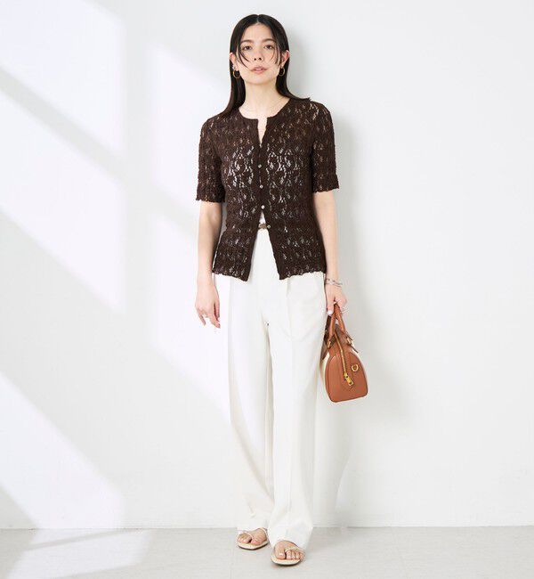 NOLLEY'S sophi「ウォッシャブルストレッチレース両前半袖カーデ」|カーディガン|