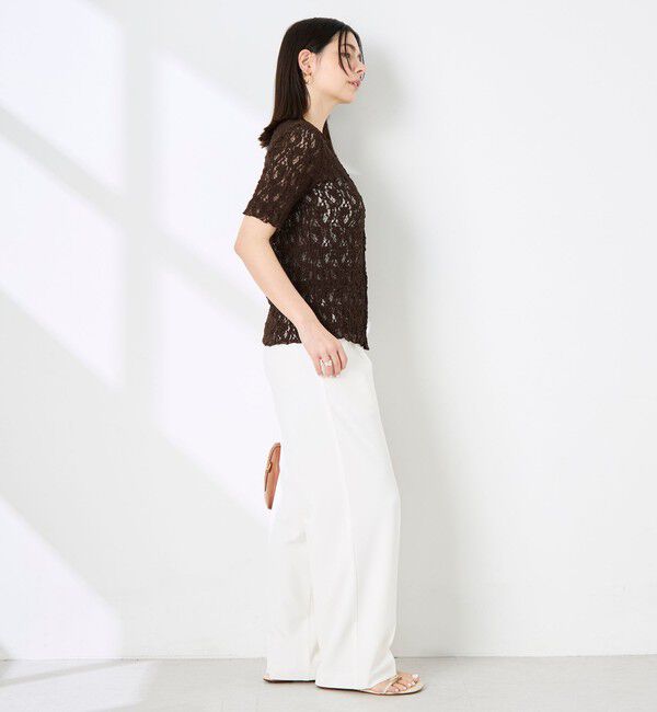 NOLLEY'S sophi「ウォッシャブルストレッチレース両前半袖カーデ」|カーディガン|