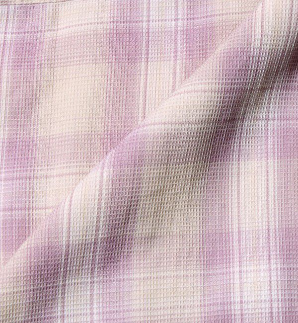 GLOSTER「【残暑にも快適なさらっとシャツ】ワッフルチェック ロングスリーブシャツ オンブレチェック」|シャツ・ブラウス|