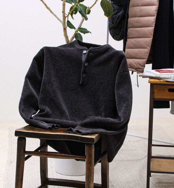 GLOSTER「【昨年人気アイテム再登場！チクチクしないニット】モールバックボーダー ヘンリーネックニット」|ニット・セーター|