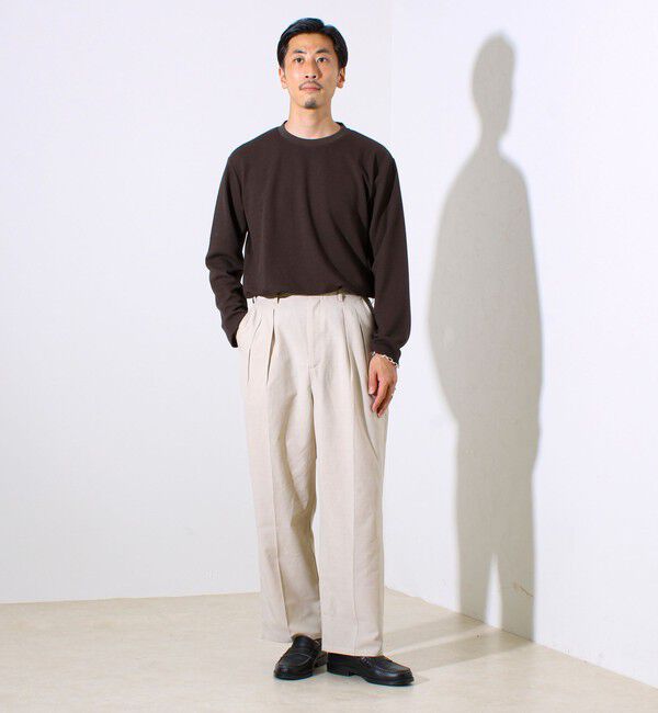 GLOSTER「【シリーズ累計人気】【ジャケットのインナーにおすすめ】ふくれジャガードロンT」|Tシャツ・カットソー|