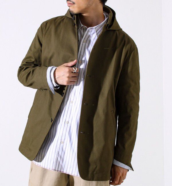 GLOSTER「【GLOSTER定番/ビジカジ対応】コードストライプ スタンドフードブルゾン」|ブルゾン・スタジャン|