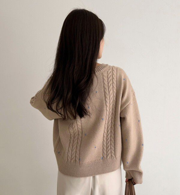 fredy emue「ハート刺繍柄編みニットプルオーバー」|ニット・セーター|