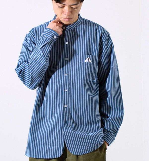 GLOSTER「【GEVACO/ゲバコ】起毛バンドカラーシャツ」|シャツ・ブラウス|ブルー系その他