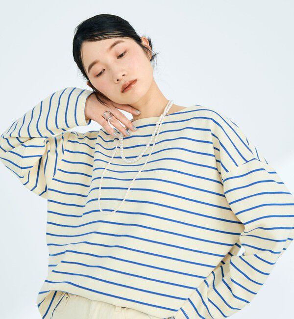 fredy emue「ニットソーボーダーBIGプルオーバー」|Tシャツ・カットソー|