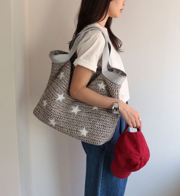 fredy emue「星刺しゅうペーパーバッグ」|トートバッグ|グレー