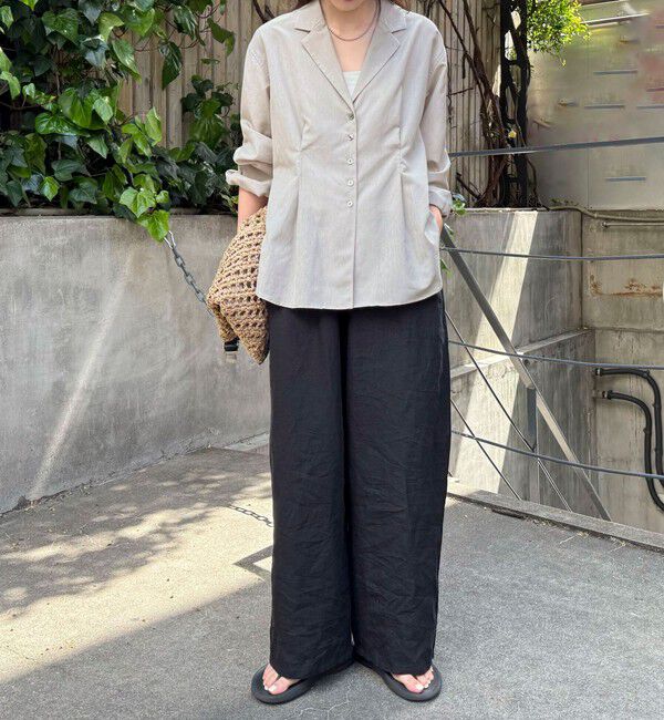 fredy emue「【人気アイテムの夏バージョン】リネン混シアーテーラードシャツ」|シャツ・ブラウス|