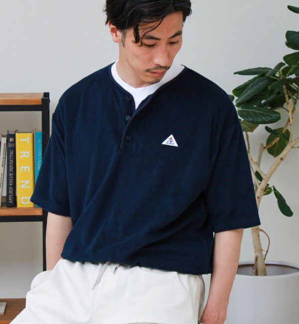 GLOSTER「【GEVACO/ゲバコ】パイルヘンリーネックＴシャツ」|Tシャツ・カットソー|ネイビー
