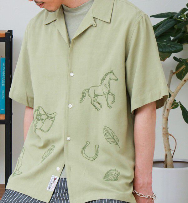 GLOSTER「【GEVACO/ゲバコ】刺繍オープンカラーシャツ」|シャツ・ブラウス|