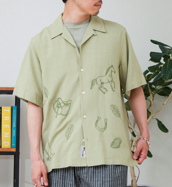 GLOSTER「【GEVACO/ゲバコ】刺繍オープンカラーシャツ」|シャツ・ブラウス|