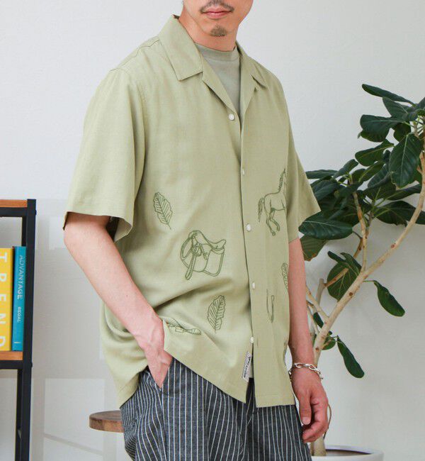 GLOSTER「【GEVACO/ゲバコ】刺繍オープンカラーシャツ」|シャツ・ブラウス|