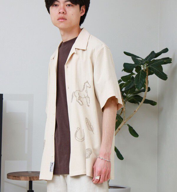 GLOSTER「【GEVACO/ゲバコ】刺繍オープンカラーシャツ」|シャツ・ブラウス|