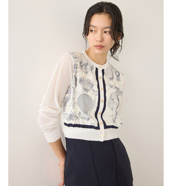 ROPE「ヴィンテージスカーフプリントカーディガン/セットアップ対応・イージーケア」|カーディガン|