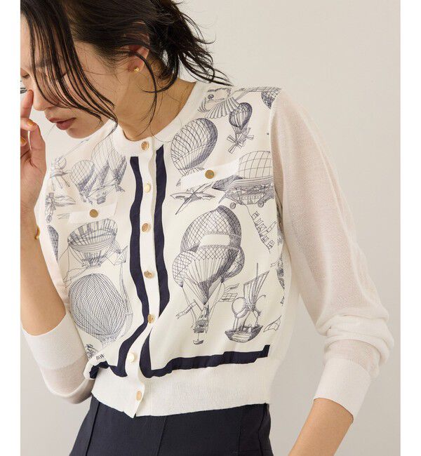 ROPE「ヴィンテージスカーフプリントカーディガン/セットアップ対応・イージーケア」|カーディガン|