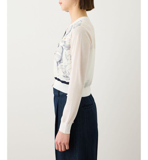 ROPE「ヴィンテージスカーフプリントカーディガン/セットアップ対応・イージーケア」|カーディガン|