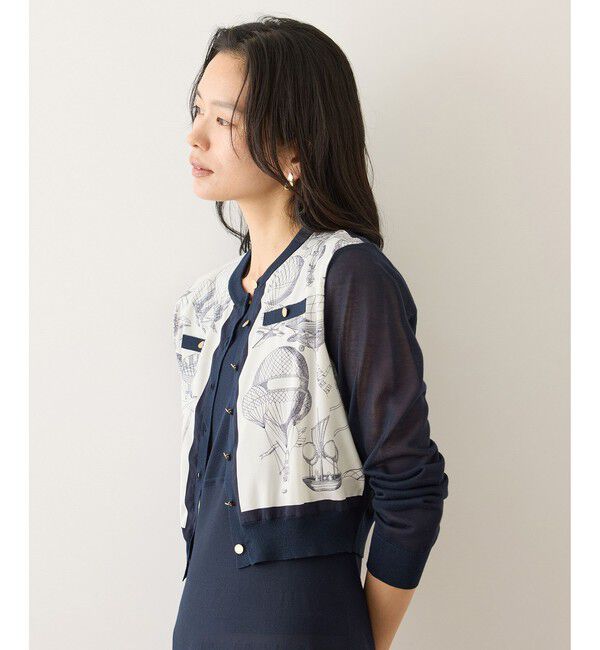 ROPE「ヴィンテージスカーフプリントカーディガン/セットアップ対応・イージーケア」|カーディガン|