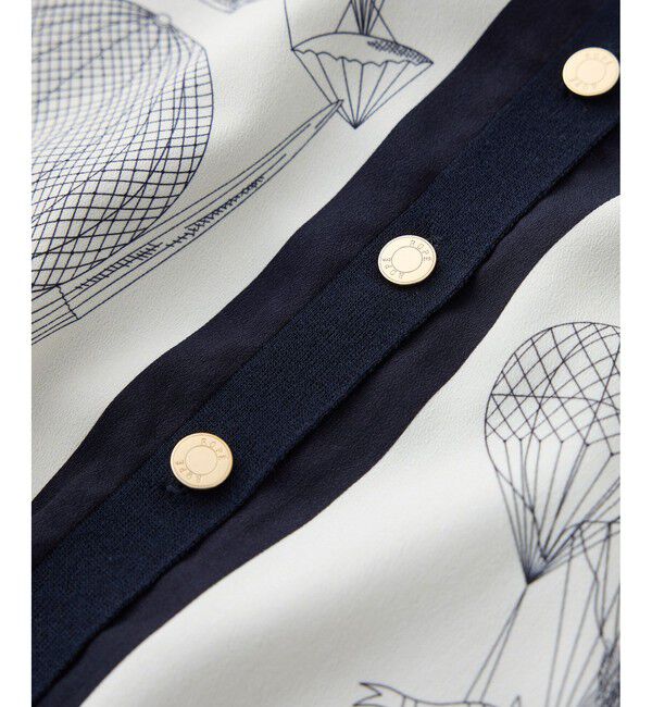 ROPE「ヴィンテージスカーフプリントカーディガン/セットアップ対応・イージーケア」|カーディガン|