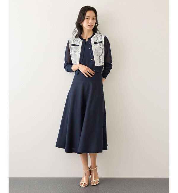 ROPE「ヴィンテージスカーフプリントカーディガン/セットアップ対応・イージーケア」|カーディガン|