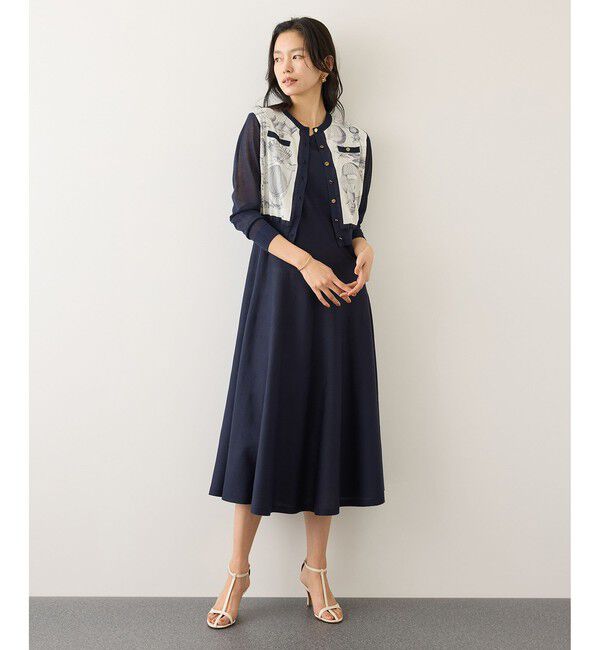 ROPE「ヴィンテージスカーフプリントカーディガン/セットアップ対応・イージーケア」|カーディガン|