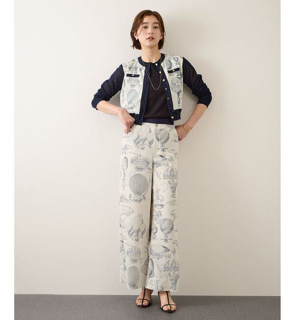 ROPE「ヴィンテージスカーフプリントカーディガン/セットアップ対応・イージーケア」|カーディガン|