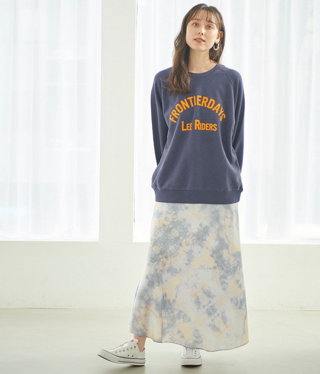 VIS「【コラーゲン加工】【ViSage】リサイクルサテンタイダイ柄バイヤススカート」|ルームウェア|