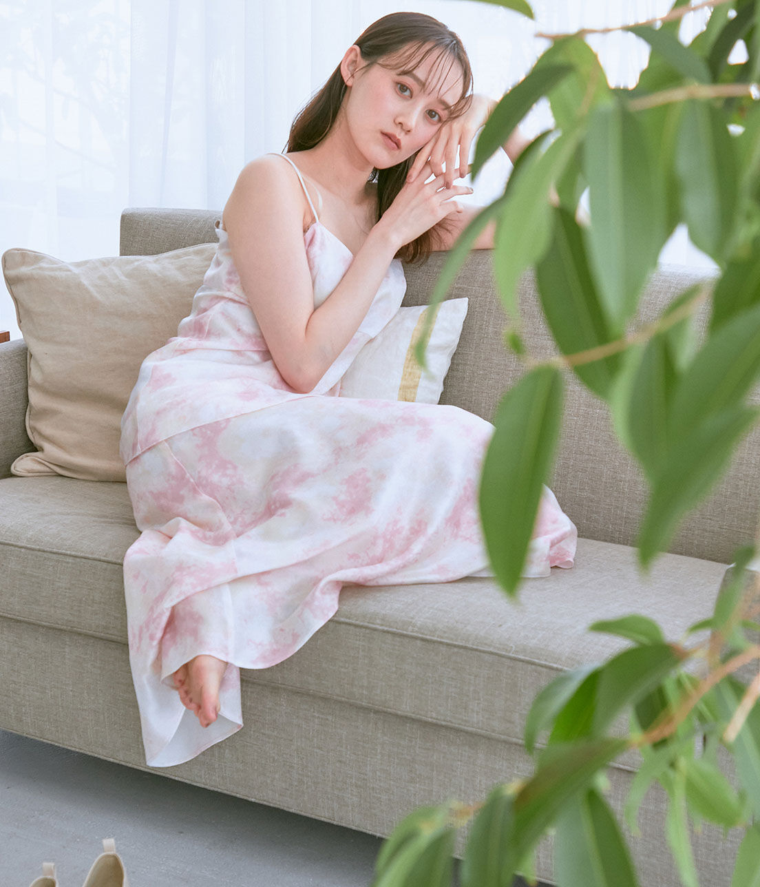 VIS「【コラーゲン加工】【ViSage】リサイクルサテンタイダイ柄バイヤススカート」|ルームウェア|