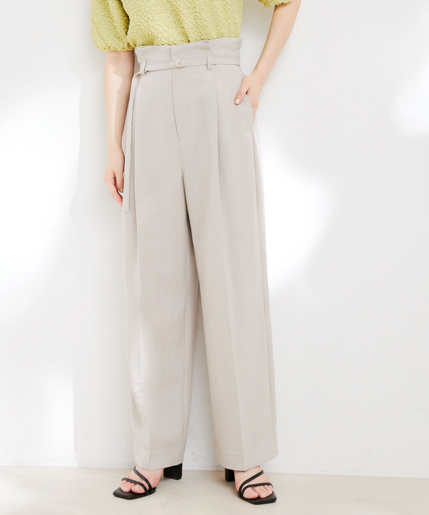 VIS「【接触冷感・洗える】美easy Dカンベルト付きワイドパンツ【セットアップ対応】」|スラックス|