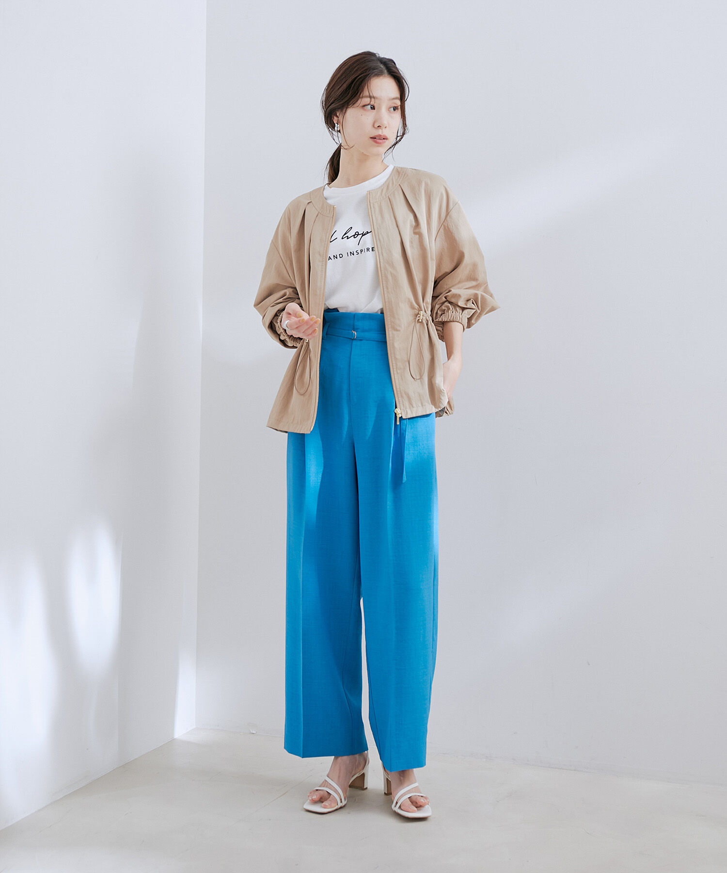 VIS「【接触冷感・洗える】美easy Dカンベルト付きワイドパンツ【セットアップ対応】」|スラックス|