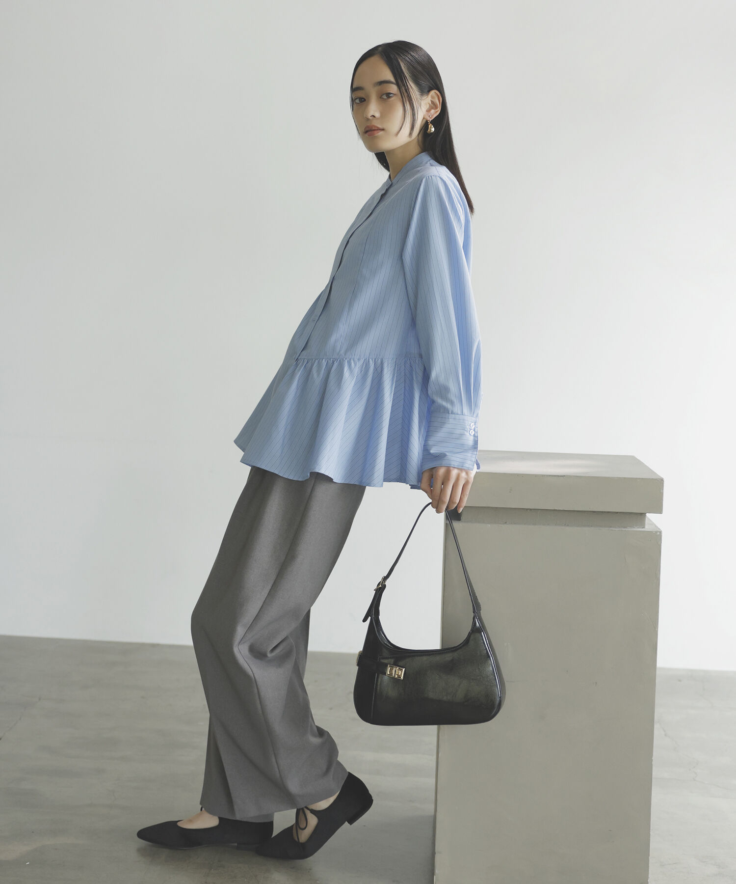 VIS「【新色追加】【美easy】ウーリッシュ2タックワイド/スラックスパンツ【洗える】」|スラックス|