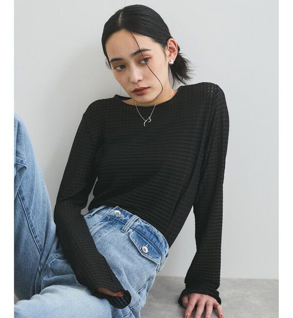 VIS「クルーネックインナートップス（レース・チェック・ラメ・シアー）」|Tシャツ・カットソー|