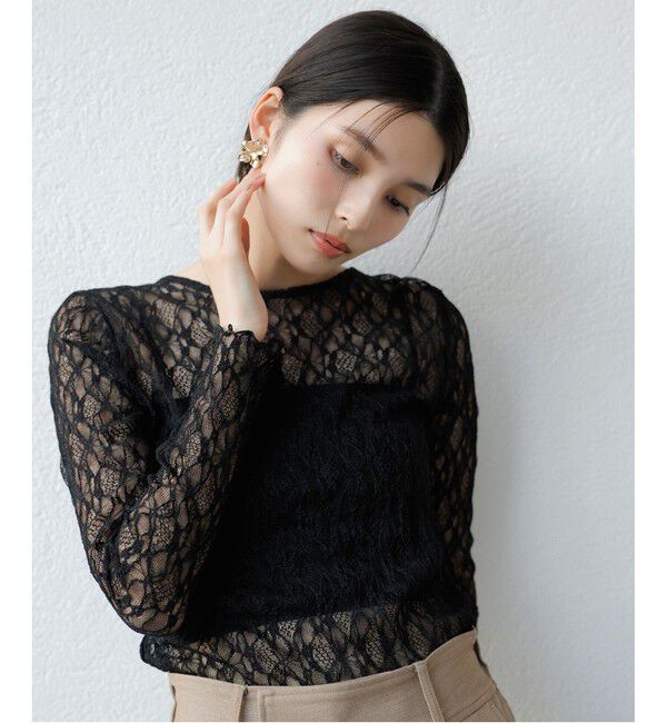 VIS「クルーネックインナートップス（レース・チェック・ラメ・シアー）」|Tシャツ・カットソー|