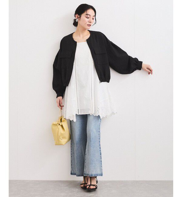 VIS「【WEB限定】気流染めリネンライクダブルポケットブルゾン【防シワ/UVケア/接触冷感/洗える】」|ブルゾン・スタジャン|