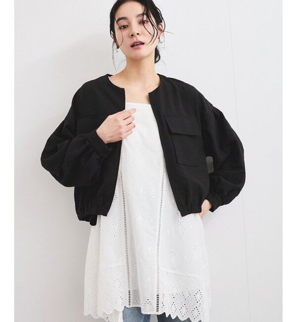 VIS「【WEB限定】気流染めリネンライクダブルポケットブルゾン【防シワ/UVケア/接触冷感/洗える】」|ブルゾン・スタジャン|