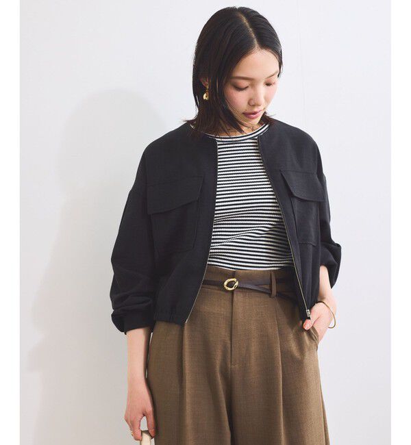 VIS「【WEB限定】気流染めリネンライクダブルポケットブルゾン【防シワ/UVケア/接触冷感/洗える】」|ブルゾン・スタジャン|
