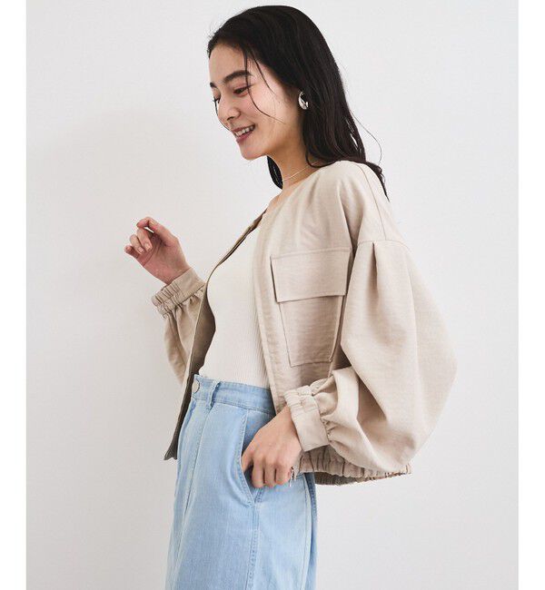 VIS「【WEB限定】気流染めリネンライクダブルポケットブルゾン【防シワ/UVケア/接触冷感/洗える】」|ブルゾン・スタジャン|