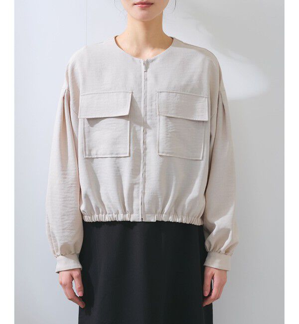VIS「【WEB限定】気流染めリネンライクダブルポケットブルゾン【防シワ/UVケア/接触冷感/洗える】」|ブルゾン・スタジャン|