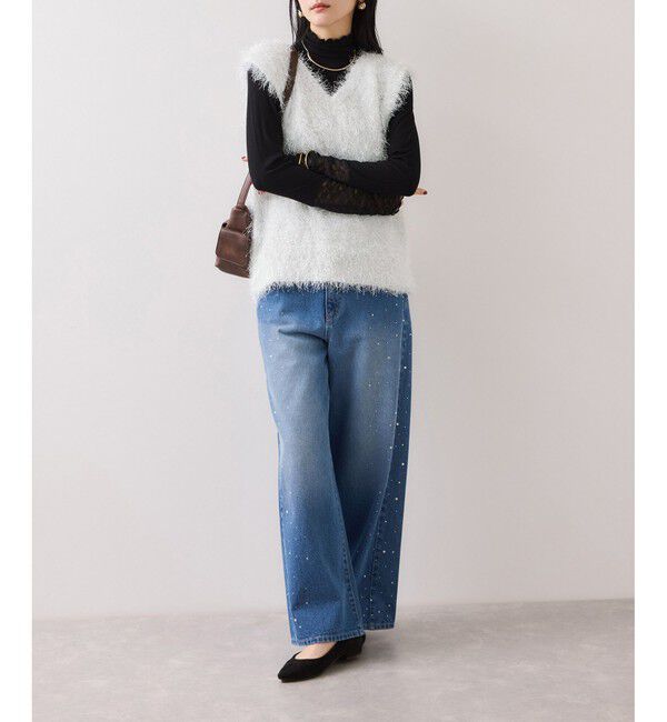 VIS「【WEB限定サイズ:MT/着丈が選べる】【洗える】フェザーヤーンニットベスト」|ニット・セーター|