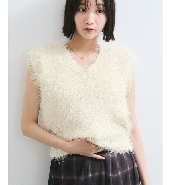 VIS「【WEB限定サイズ:MT/着丈が選べる】【洗える】フェザーヤーンニットベスト」|ニット・セーター|