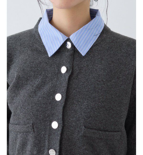 VIS「シャツレイヤード風メタルボタンカーディガン」|カーディガン|