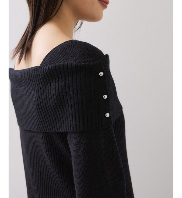 VIS「アシメオフショルリブニット美シルエットワンピース/着丈が選べる」|ワンピース|