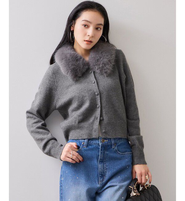 VIS「衿ファー取り外しカーディガン」|カーディガン|