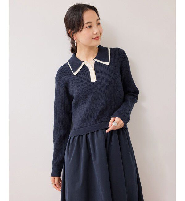 VIS「ダブルカラーポロニットドッキングワンピース」|ワンピース|