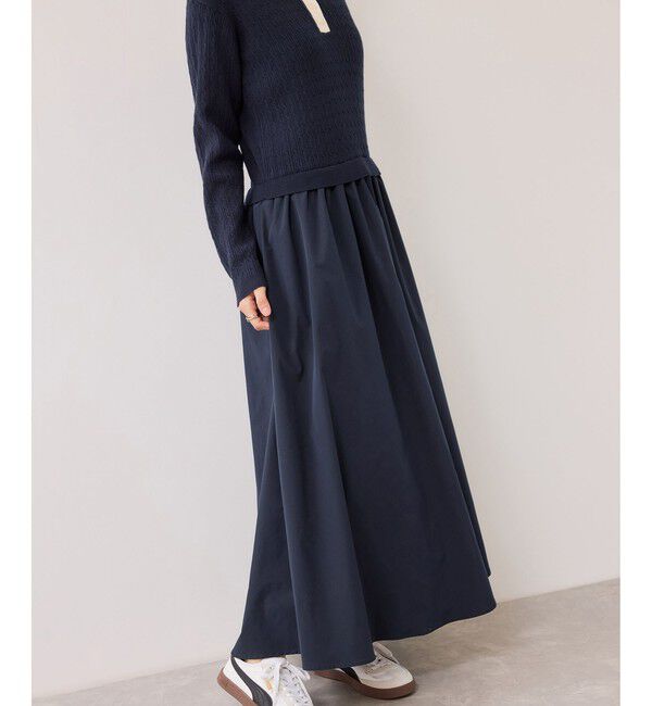 VIS「ダブルカラーポロニットドッキングワンピース」|ワンピース|