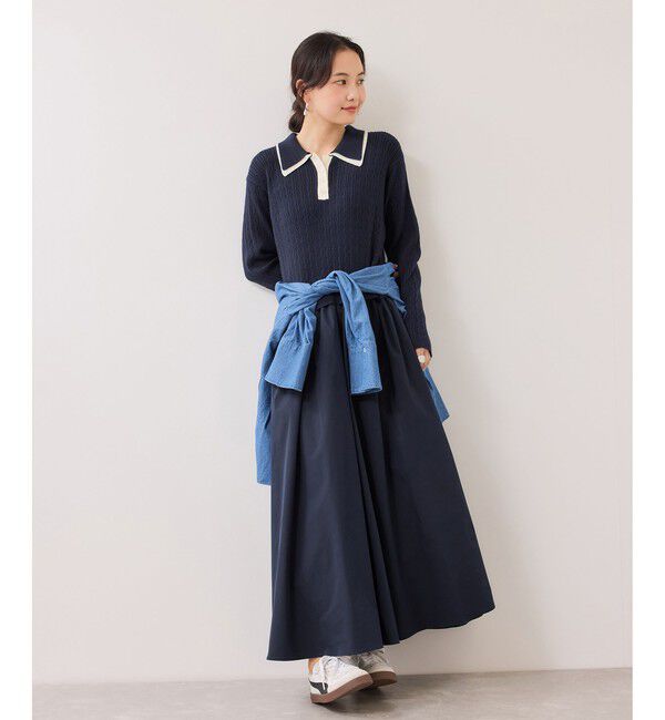 VIS「ダブルカラーポロニットドッキングワンピース」|ワンピース|