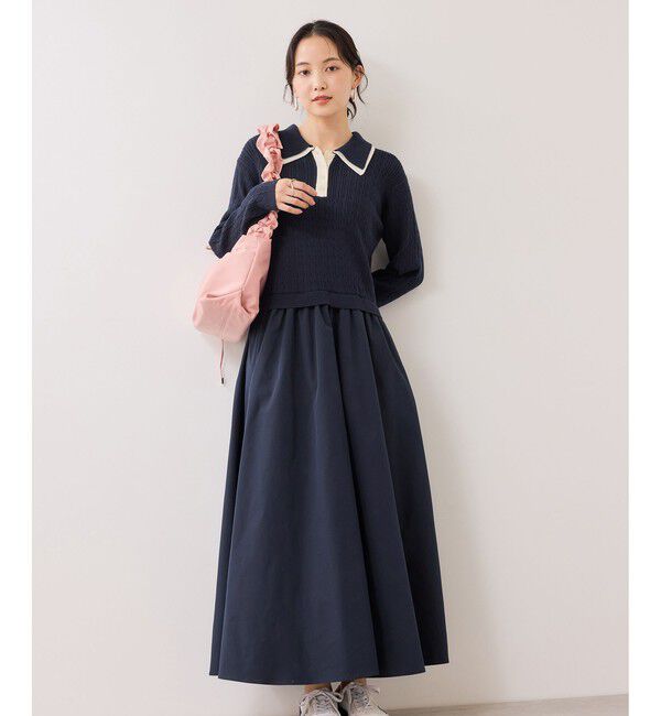 VIS「ダブルカラーポロニットドッキングワンピース」|ワンピース|