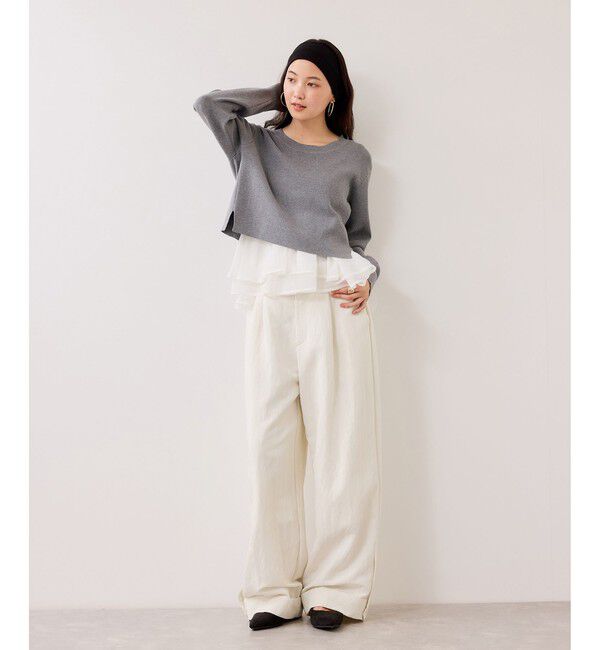 VIS「ペプラムオーガンジードッキングニットプルオーバー」|ニット・セーター|