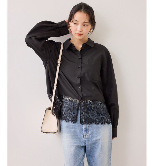 VIS「裾レースドッキングシャツ」|シャツ・ブラウス|