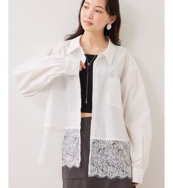 VIS「裾レースドッキングシャツ」|シャツ・ブラウス|